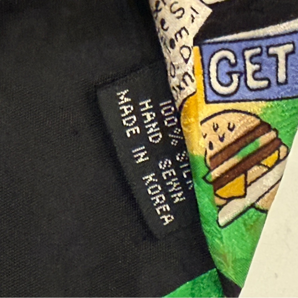 VTG 90s 100% Silk Nicole Miller Novelty Tie Road Trip Americana 1991 - Picture 5 of 6